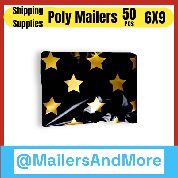 Other - 50 6X9 Poly Mailers Black Gold Star Envelopes PRICE FIRM
